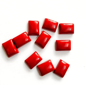 Pierre précieuse de cabochon calibré à dos plat en forme de rectangle de corail rouge pour la fabrication de boucles d'oreilles de pendentifs de bijoux à bricoler soi-même, toutes tailles - Product Image 3