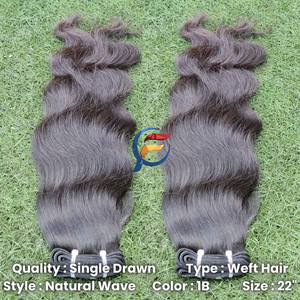 Extensions de cheveux naturels ondulés 100 % humains vierges Remy, cuticules alignées, double trame, confectionnées à la machine - Product Image 2