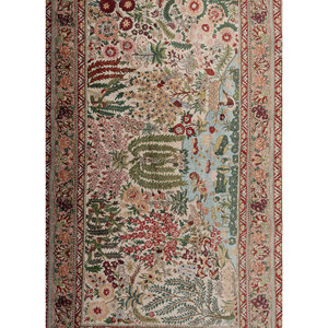 Tapis en soie noués à la main Gulmarg, motif floral rose et violet, 9x12 rectangulaire, pour la décoration de la maison, du salon, pour les adolescents - Pae-6434 - Product Image 3