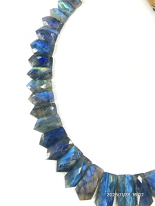 Collier ras de cou en quartz bleu feu naturel de qualité AAA, luxe, facetté, 18 pouces - Product Image 2