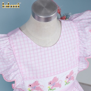 Robe trapèze décontractée pour enfants, motif 3D vitrail rose, brodée main, 100% coton certifié OEKO-TEX, vente en gros ODM BB3480 - Product Image 5