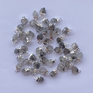 Colgante de conector de piedra en bruto de cuarzo Herkimer Natural en plata de ley 925 joyería de tendencia última piedra preciosa en bruto en línea Real - Product Image 1