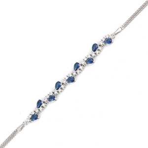 925 Sterling <b>Silver</b> Waterway Model <b>Bracelet</b> with Sapphire Stone Elegant Crystal <b>Bracelets</b> & <b>Bangles</b> - Product Image 3