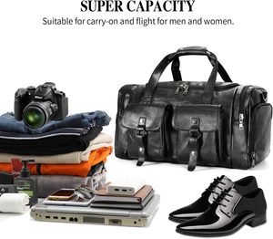 Venta al por mayor de gran capacidad de la moda de los hombres de cuero genuino Crossbody bolsa de lona al aire libre de mano de viaje equipaje de mano - Product Image 4