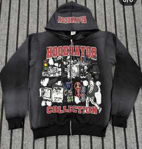 ชุดกีฬากันหนาวแบบมีซิปสำหรับผู้ชายเสื้อฮู้ดซักกรดชุดวอร์มแนวสตรีทแบบกำหนดเอง - Product Image 3