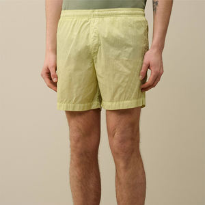 <b>Men</b> High Street Solid Eco-Friendly Light <b>Yellow</b> Polyester Summer <b>Shorts</b> with Elastic Waist and Side Pockets for Casual Wear - Product Image 2