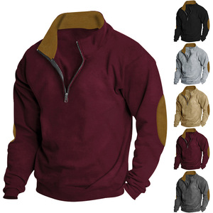Sudadera de Forro Polar con Cierre de Cremallera para Hombre, Color Sólido, Corte Regular, Cuello Alto, Estilo Casual para Otoño, Mezcla de Poliéster y Algodón - Product Image 1
