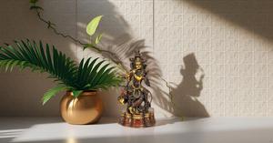 Estatua de Lord Krishna de latón hecha a mano de 22 pulgadas, escultura de ídolo Murli Manohar para regalo de boda y decoración del hogar - Product Image 5