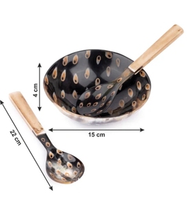 ชุดชามพร้อมช้อนและส้อมลายเขาควายธรรมชาติ6นิ้วทำด้วยมือตกแต่งบ้านสไตล์วินเทจเรียกระโหลก - Product Image 4