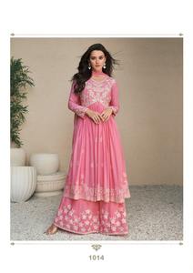 Vêtements de mariage et de fête élégants, broderie de travail, ensemble de pantalon Kurti en rayonne lourde avec dupata au prix de gros, offre spéciale - Product Image 3