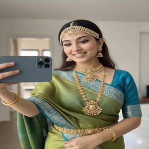 Sari de Seda Suave VASTRA COTTAGE con Tejido Zari Puro, Borde y Pallu con Zari Enriquecido y Blusa Combinada en Tonos Elegantes - Product Image 5