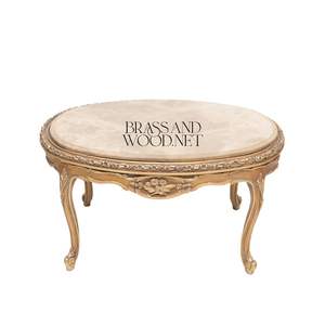 Mesa de Centro Redonda de Lujo con Tapa de Mármol Rojo, Estructura de Madera Oscura de Dos Niveles y Detalles en Latón Dorado para Salas de Estar Clásicas - Product Image 1