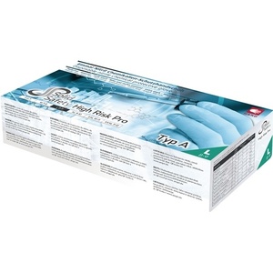 ถุงมือแบบใช้แล้วทิ้ง HighRisk Pro ไซส์ M สีน้ำเงิน ประเภทอุปกรณ์ป้องกันส่วนบุคคล (PPE) ประเภทที่ 3 ผลิตจากไนไตรล์ ได้รับการรับรองมาตรฐาน EN 21420 EN 374 EN 388 - Product Image 1