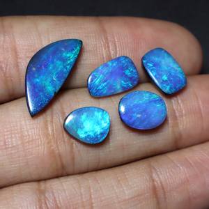 โอปอลไฟสีน้ำเงินธรรมชาติ5ชิ้นโอปอลแบบคู่ขนาด10X7MM 20X8MM - Product Image 4