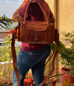 Real Goat Leather 13" Inch Duffel Bag Stylish Overnight Travel Gym Bag Vintage Bags for Unisex - Product Image 4