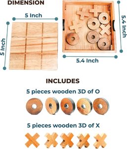 Vente chaude artisanale Tic Tac Toe jeu en gros pour les enfants et la famille jeux de société produit par des exportations flagrantes - Product Image 5