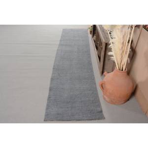 Tapis turc vintage moderne 2.4x 12.1ft gris grand rectangle tapis en laine patchwork pour salon ou couloir nouveau - Product Image 2