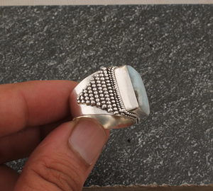 Bague solitaire classique bohème délicate en argent sterling 925 sertie de pierres précieuses turquoise taille brillant, faite à la main, pour femme, mariage - Product Image 6