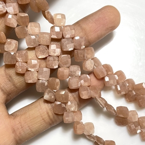 Natural Peach Moonstone Faceted Cushion Shape Beads Side Drill Good Quality <b>Kite</b> Shape Beads - Product Image 2