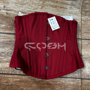 Corset de maintien de la taille en coton bordeaux de qualité supérieure, body shaper avec fermeture à l'avant - Product Image 5