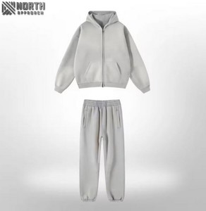 Conjunto de chándal con cremallera, chándales en blanco lavados con ácido personalizados, Sudadera con capucha, sudaderas con capucha lisas de peso pesado y joggers, sudaderas con capucha lisas para hombres - Product Image 3