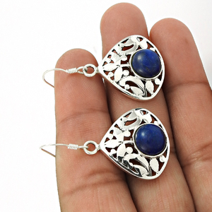 Hermosos pendientes hechos a mano para mujer hechos de Plata de Ley 925, pendientes colgantes de piedras preciosas de lapislázuli, joyería Bohemia fina para ella - Product Image 4