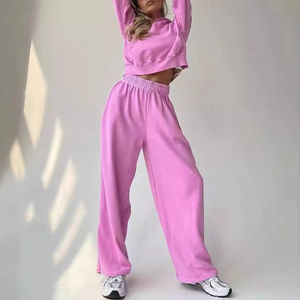 2025 ensemble de sport pour femmes personnalisé automne femmes ensemble de sport blanc 100% coton ensemble de sport à capuche et pantalon - Product Image 4