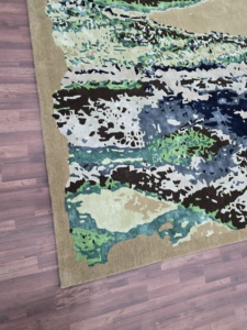 Tapis de luxe touffeté à la main moderne personnalisé de haute conception 100% tapis en laine de soie fine motif floral ensembles de tapis pour 1 pièce coton - Product Image 4