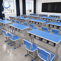 Ensemble bureau et chaise d'école à hauteur réglable, mobilier de classe moderne en bois, table d'étude ergonomique pour enfants et adolescents