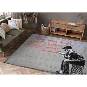 Alfombra con Diseño de Grafiti de Banksy: Estilo de Arte Callejero, Alfombra Antideslizante, con Pelo Suave - Product Image 1