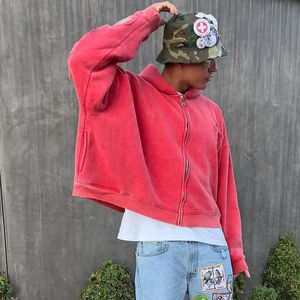 2026 En gros Personnalisé Sweats à capuche brodés d'hiver en molleton bouclette 100% coton, délavé à la pierre et à l'acide, style vintage, coupe oversize et classique - Product Image 1