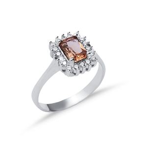 Rectangle Cut Sultanite Pierre Cluster Anneau Pour Les Femmes Rhodium En Gros Turc À La Main 925 Bijoux En Argent Sterling - Product Image 3