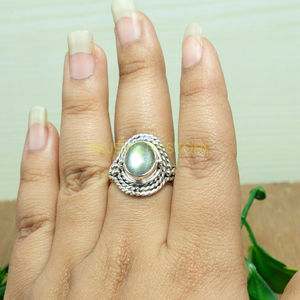 Bague en labradorite bleue naturelle, argent sterling 925, design unique fait à la main, bague avec une grande pierre, bague statement, cadeau - Product Image 6