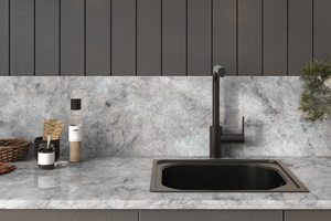 Encimeras de Cuarzo Artificial Calacatta Carrara para Proyectos Hoteleros, Personalizadas y Contemporáneas, para Baños y Cocinas, con Fregaderos - Product Image 1