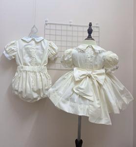 2024 nueva moda Otoño amarillo bordado Vestido de manga con volantes 100% algodón ropa de bebé niñas vestido estampado ropa ODM - Product Image 5