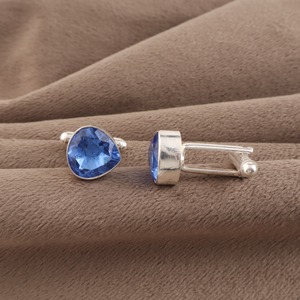 Niharika Gems Designer Handcrafted 925 <b>Sterling</b> <b>Silver</b> Handmade Bezel Setting Unisex Cufflinks Set Elegant Formal Gift - Product Image 1
