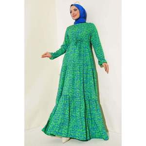 Robe Tunnel à Taille Motif Marbré Vert - Product Image 1