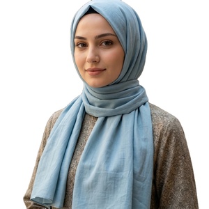 Premium Cotton Floral Shawl Scarf for Women Dusty Blue Soft Breathable Lightweight Summer Hijab African Daily Wear - Product Image 1