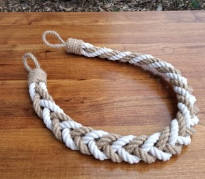Braided Jute & Cotton <b>Curtain</b> Tieback: Boho <b>Nautical</b> Decor - Product Image 3