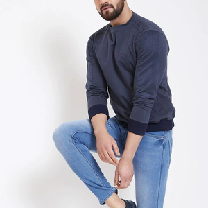 Sweat-shirt basique pour homme de haute qualité, à col rond, en coton uni, à manches longues, personnalisable - Product Image 3