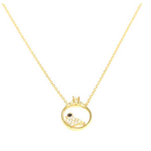 Collar Solitario de Plata de Ley 925 con Paloma, Piedra Blanca, Rodio, Motivo Animal Geométrico, Diamante, Opciones en Oro Blanco y Oro Rosa, de Moda - Product Image 4