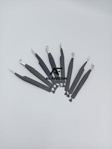 Pincettes à sourcils en acier inoxydable noir mat Nouveau design Embouts en fibre à volume élevé Pointe pointue Signe dollar en forme de cœur - Product Image 6