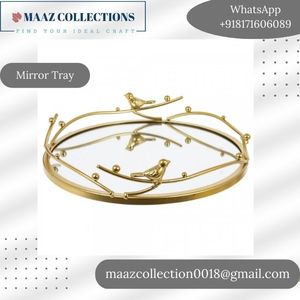 Bandeja de cristal de espejo personalizada de alta calidad, bandeja de servicio de acero inoxidable hecha a mano, nuevo diseño de patrón plateado, más vendido para el hogar - Product Image 6