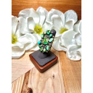 Larson Lee Sonoran Mountain <b>Ring</b> Bezel Setting with Natural Turquoise Stone Vermeil Plating <b>Boho</b> Style Size 6 for Everyday Wear - Product Image 3