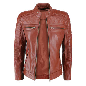 Chaqueta de piel auténtica de cordero con diseño personalizado para mujer, chaqueta de moto de piel de corredor suave para mujer - Product Image 3