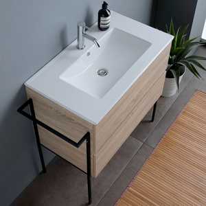 Meubles-lavabos de salle de bain 80 cm avec 2 tiroirs, miroir 80x60 et 2 porte-serviettes Belize - Product Image 4