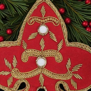 Couronne Forme Suspendu Tissu Brodé Perlé Ornement Conception Personnalisée pour Arbre De Vacances De Luxe Décor À La Maison-Usine En Gros - Product Image 6