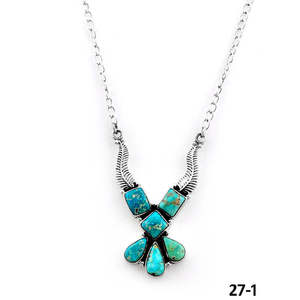 Collier en argent sterling et turquoise multicolore de style sud-ouest, design classique géométrique et bohème, perles en alliage, chaînes, cadeau - Product Image 1