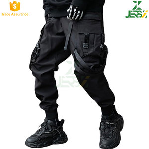 Pantalon de jogging cargo noir Techwear pour homme, mode Tripp personnalisée 100% coton respirant, séchage rapide, taille élastique multi - Product Image 2