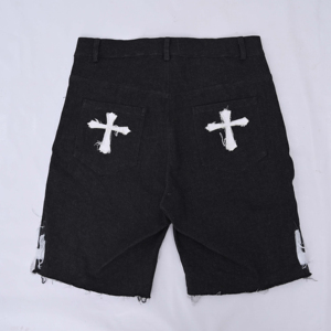 Shorts en jean pour homme avec strass, 100% coton, design personnalisé, style streetwear, grande taille - Product Image 2